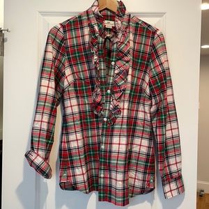 Vineyard Vines Plaid Ruffle Button Down Size 8